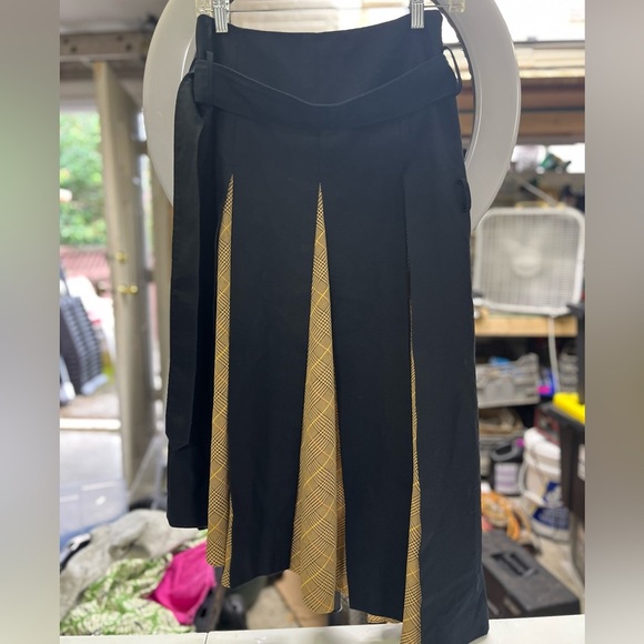 rokh Navy Scarf Insert Skirt Pleated Asymmetrical Midi - Picture 6 of 16